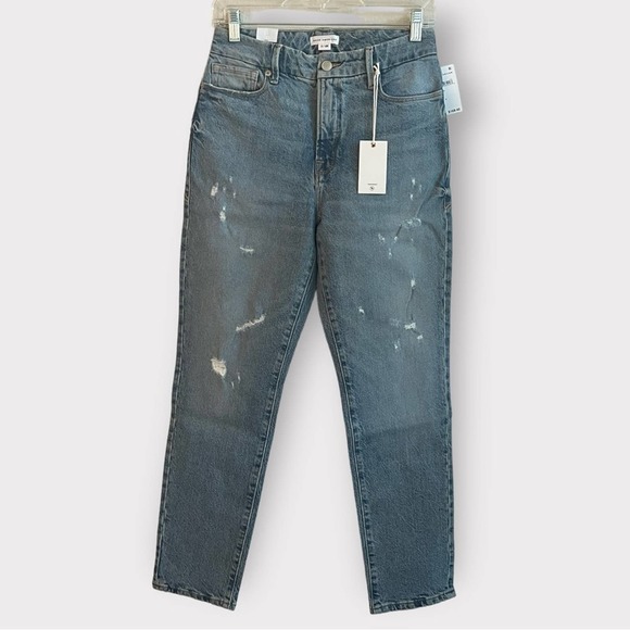 NWT Good American Good Classic Stretch Jeans Size 0 / 25 Straight Leg Distressed - Picture 5 of 10